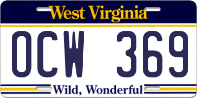 WV license plate OCW369