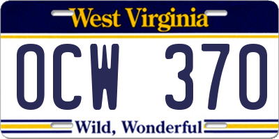 WV license plate OCW370
