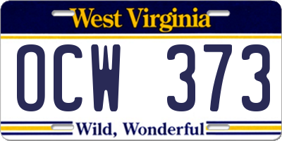 WV license plate OCW373