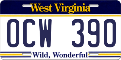 WV license plate OCW390