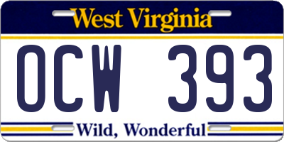 WV license plate OCW393