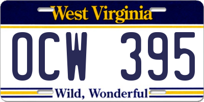 WV license plate OCW395