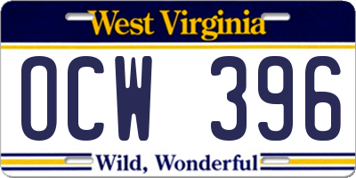 WV license plate OCW396
