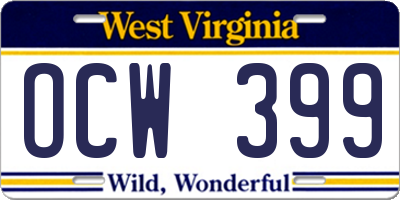 WV license plate OCW399