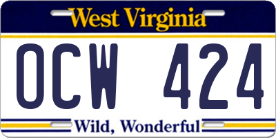 WV license plate OCW424