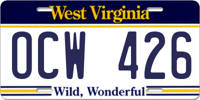 WV license plate OCW426