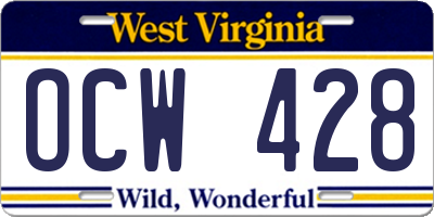 WV license plate OCW428