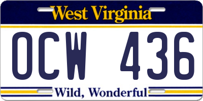 WV license plate OCW436