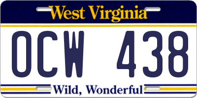 WV license plate OCW438