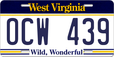WV license plate OCW439
