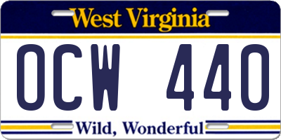WV license plate OCW440