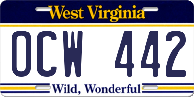 WV license plate OCW442
