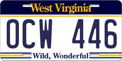 WV license plate OCW446