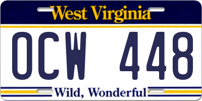 WV license plate OCW448