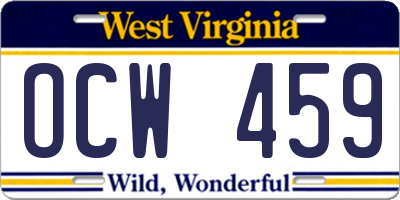 WV license plate OCW459