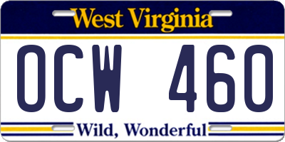 WV license plate OCW460