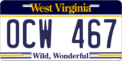 WV license plate OCW467