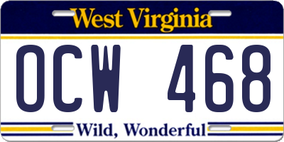 WV license plate OCW468