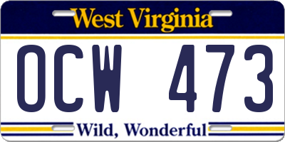 WV license plate OCW473