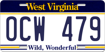 WV license plate OCW479