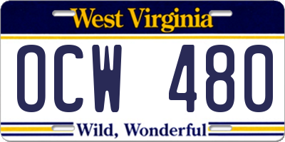 WV license plate OCW480