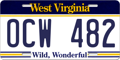 WV license plate OCW482