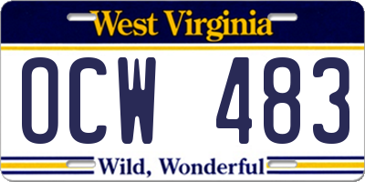 WV license plate OCW483