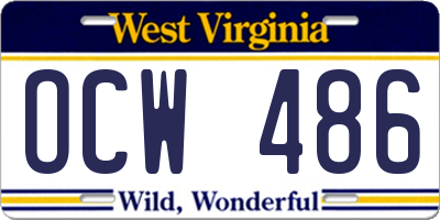 WV license plate OCW486