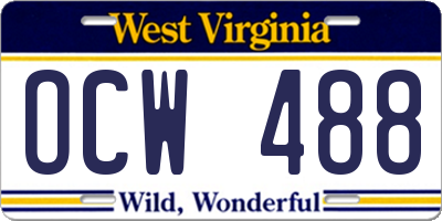WV license plate OCW488