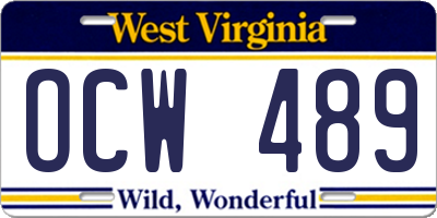 WV license plate OCW489
