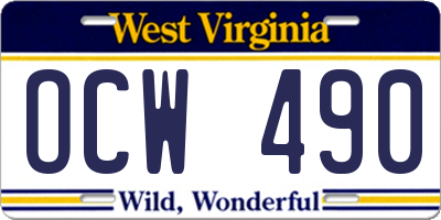 WV license plate OCW490