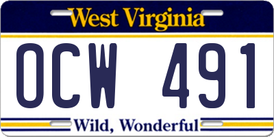 WV license plate OCW491