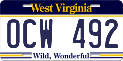 WV license plate OCW492