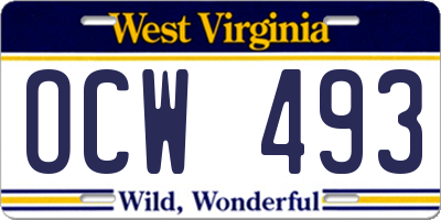 WV license plate OCW493