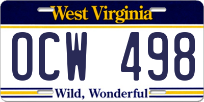 WV license plate OCW498