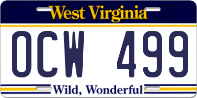 WV license plate OCW499