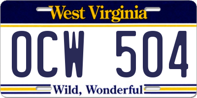 WV license plate OCW504