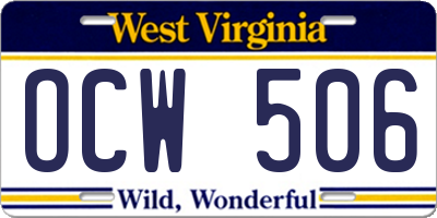 WV license plate OCW506
