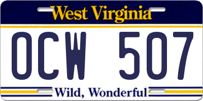 WV license plate OCW507