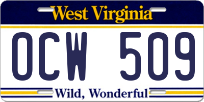 WV license plate OCW509