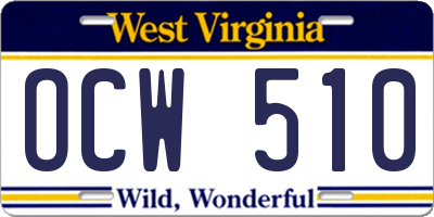 WV license plate OCW510