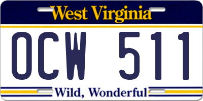WV license plate OCW511