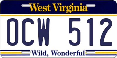 WV license plate OCW512