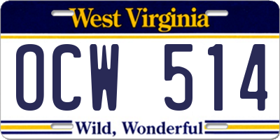 WV license plate OCW514