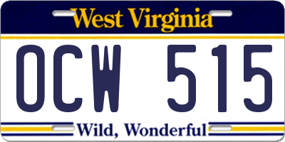 WV license plate OCW515