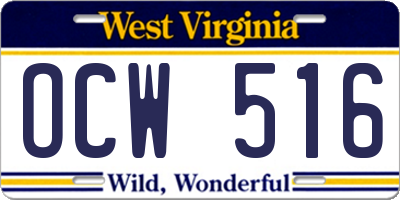 WV license plate OCW516