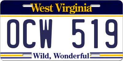 WV license plate OCW519