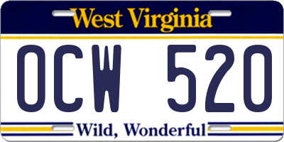 WV license plate OCW520