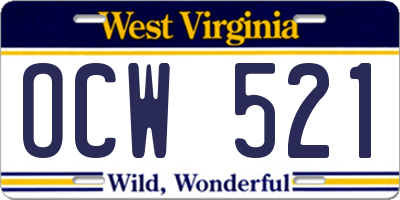 WV license plate OCW521