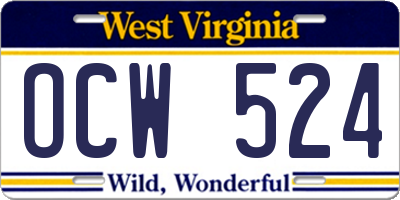 WV license plate OCW524